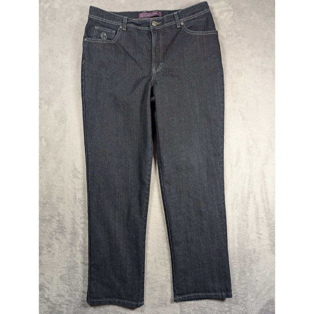 Gloria Vanderbilt Amanda Jeans Womens Size 14 Denim Straight Embroidered Comfort